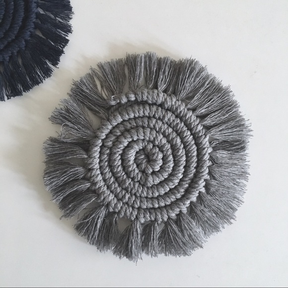 Solid Color Macrame Coasters - Picture 2 of 4